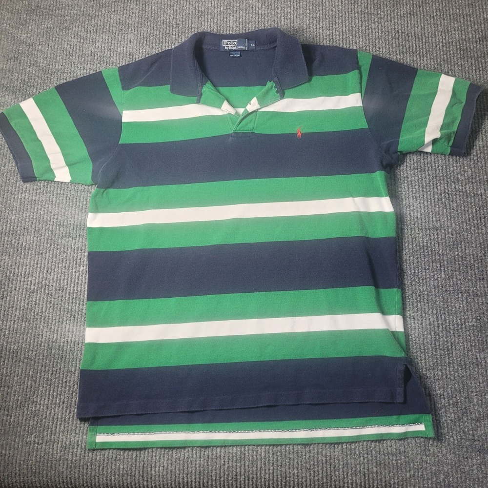 Polo Golf Ralph Lauren Polo Shirt Adult‎ XL Green Rugby Pony Striped Men's